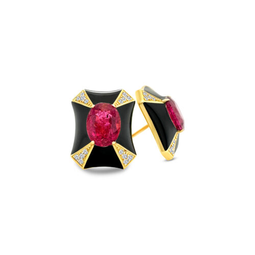 "Tourmaline & Diamond Stud Earrings," "Tourmaline Earrings," "Diamond Earrings," "Fine Jewelry," "Luxury Earrings," "Fashion Earrings," "Tourmaline Jewelry," "Sparkling Stud Earrings," "Statement Earrings," "Elegant Jewelry," "Special Occasion Earrings," "Tourmaline and Diamond Studs," "Timeless Jewelry," "Handcrafted Earrings," "Gemstone Stud Earrings."